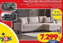 KAGU FLAVİA KÖŞE TAKIMI GRİ/KREM/KOYU GRİ